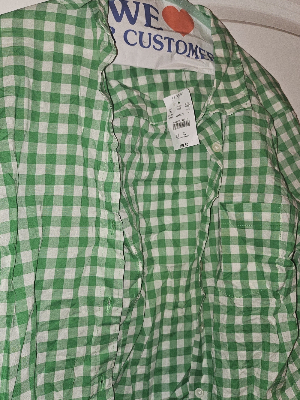 J. Crew Green & White Gingham Button-Up Shirt